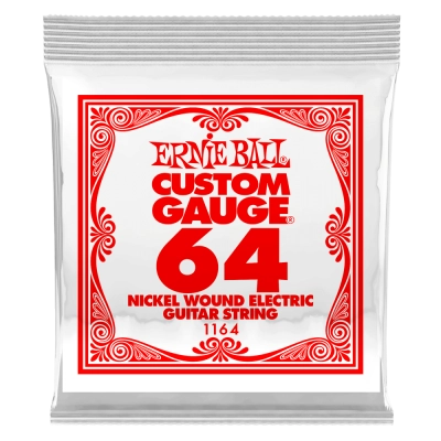 Corde simple pour guitare électrique Ernie Ball, filée en nickel, 0,064