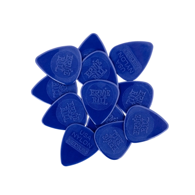 Médiators Ernie Ball en nylon moulé par injection, épaisseur moyenne (0,72 mm) - Lot de 12