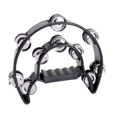 Granite Percussion - Heavy Duty Half-moon Tambourine with Inside Row - Black