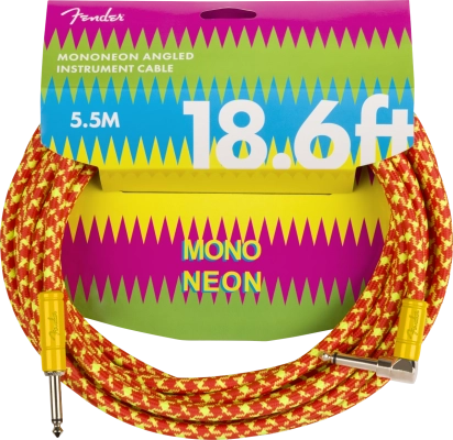 Câble d'instrument coudé Fender MonoNeon, orange - 5,7 m