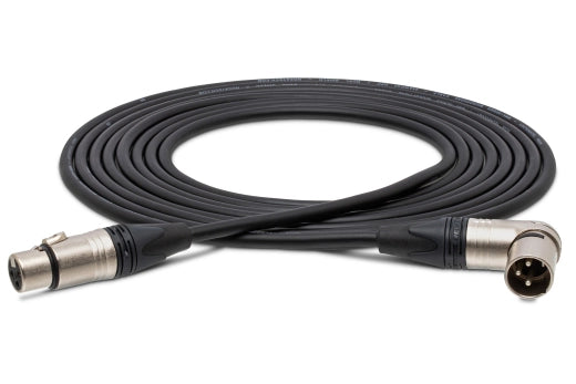 Câble microphone pour caméscope Hosa - Neutrik XLR3F vers XLR3M coudé, 45 cm