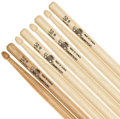 Los Cabos Drumsticks - 5B Hickory 4-Pack (3 Hickory, 1 Red Hickory)