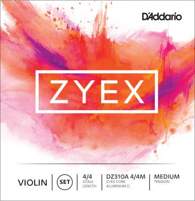 Jeu de cordes pour violon D'Addario Orchestral - Zyex, corde de ré en aluminium, diapason 4/4, tension moyenne
