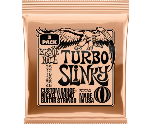 Ernie Ball - Lot de 3 cordes électriques Turbo Slinky 9,5-46