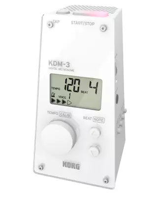 Korg - KDM-3 Quartz Metronome w/Volume & Rhythms - White