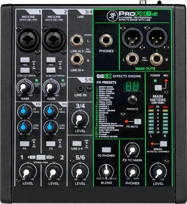 Mackie - ProFX6v3 6-Channel Professional Effects Mixer with USB