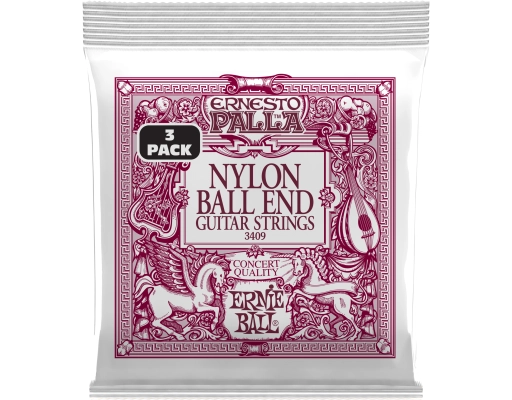 Ernie Ball - Lot de 3 cordes en nylon pour guitare classique Ernesto Palla - Noir et or