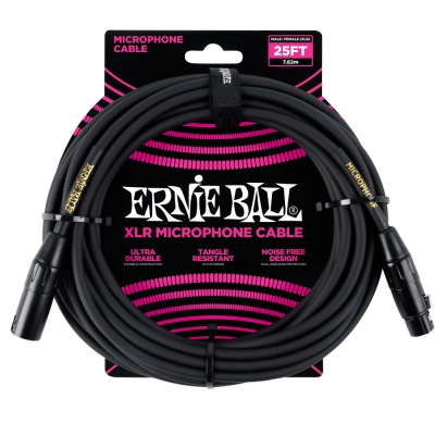 Ernie Ball - 25 Mic Cable XLR - Black