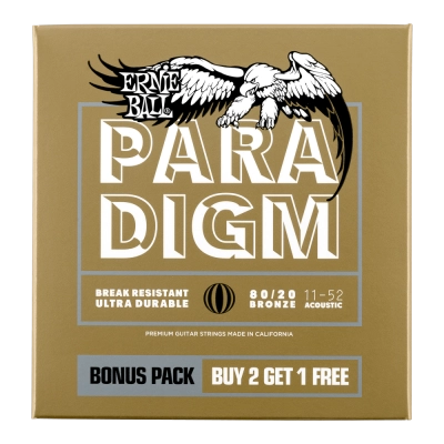 Cordes acoustiques Ernie Ball Paradigm - 80/20 - 11-52 (lot de 3)