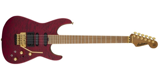 Jackson Guitars - Signature Phil Collen PC1, touche en érable flammé caramélisé, finition satinée, avec étui - Rouge transparent satiné