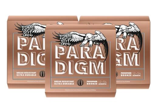 Cordes acoustiques Ernie Ball Paradigm - Phosphore-Bronze Medium-Light 12-54, lot de 3