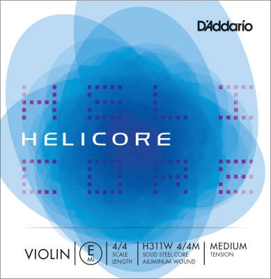 D'Addario Orchestral - H311W 4/4M - Corde de Mi simple filée aluminium pour violon Helicore, diapason 4/4, tension moyenne