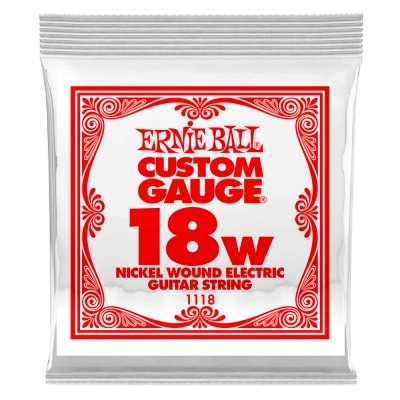 Corde simple pour guitare électrique Ernie Ball, filée en nickel, 0,018