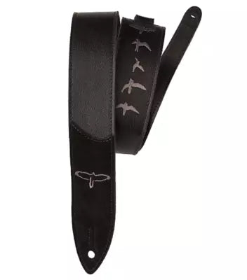 PRS Guitars - 2 sangles de guitare en cuir premium avec incrustations d'oiseaux brodées - Noires