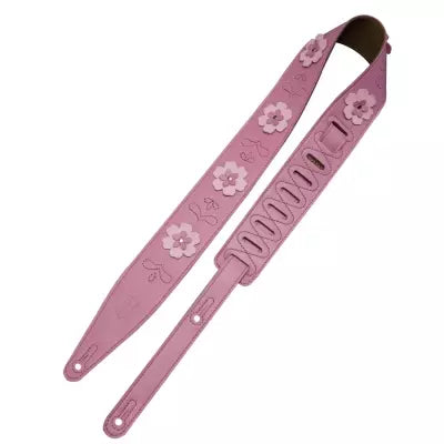 Levys - In Bloom Leather Guitar Strap - Pink
