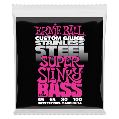 Cordes de basse Ernie Ball en acier inoxydable Slinky - Super .045-.100