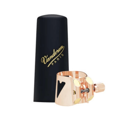 Vandoren - Ligature métallique et couvre-capuchon en plastique pour saxophone alto Optimum - Or rose