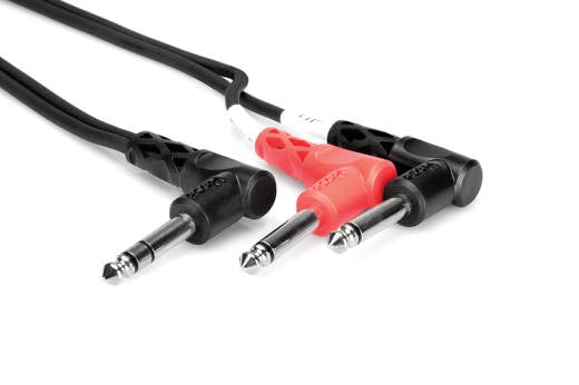 Hosa - Insert Cable, Right Angle 1/4 TRS to Dual Right-Angle 1/4 TS