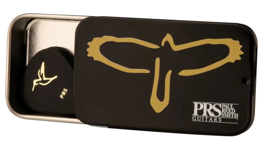 PRS Guitars - Gold Birds, 12 médiators assortis avec boîte métallique - Heavy