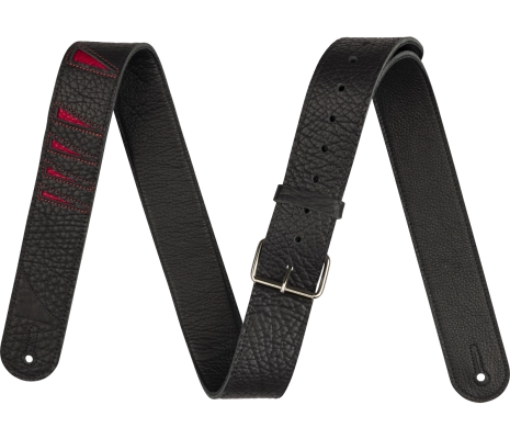 Jackson Guitars - Sangle en cuir motif aileron de requin - Noire et rouge