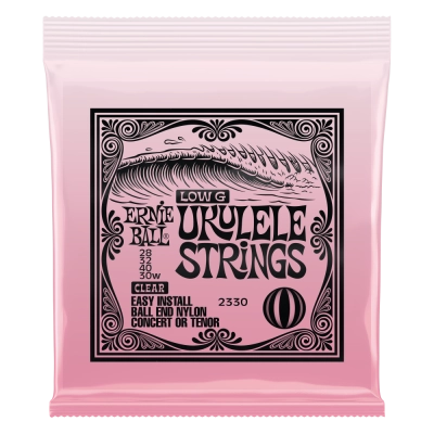 Cordes Ernie Ball pour ukulélé concert/ténor, sol grave, boule - Transparentes