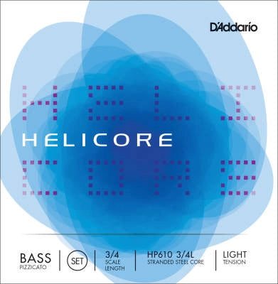 D'Addario Orchestral - HP610 3/4L - Jeu de cordes de basse Helicore Pizzicato, diapason 3/4, tension légère