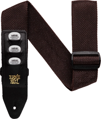 Sangle porte-médiators Ernie Ball - 2 médiators - Marron