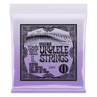 Cordes Ernie Ball pour ukulélé concert/ténor, sol grave, boule - Noir