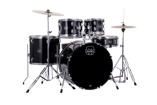 Mapex - Comet Batterie 5 pièces (22", 10", 12", 16", grosse caisse) avec cymbales et accessoires - Noir foncé