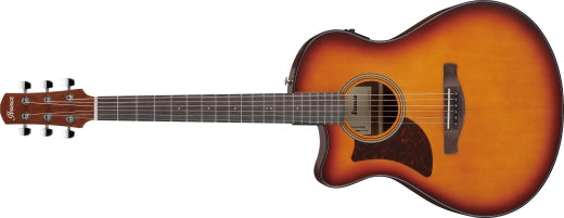 Ibanez - AAM50LCE Advanced Auditorium avec guitare acoustique/électrique à pan coupé - Light Brown Sunburst (gaucher)