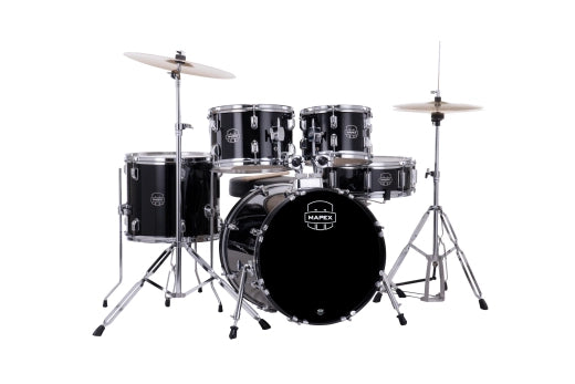 Mapex - Comet Batterie 5 pièces (18", 10", 12", 14", grosse caisse) avec cymbales et accessoires - Noir foncé