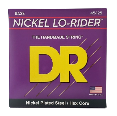 DR Strings - Cordes pour basse 5 cordes Lo-Rider Hex Core en acier nickelé - Tirant moyen