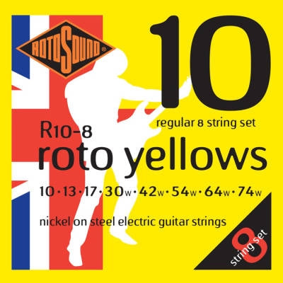 Cordes pour guitare électrique Roto Sound - Nickel 10-74 - Jeu de 8 cordes