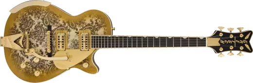 Guitares Gretsch - G6134TG Édition limitée Paisley Penguin avec Bigsby à cordes traversantes, touche en ébène - Paisley doré