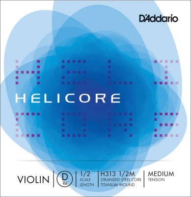 D'Addario Orchestral - H313 1/2M - Helicore Corde de Ré simple pour violon, diapason 1/2, tension moyenne
