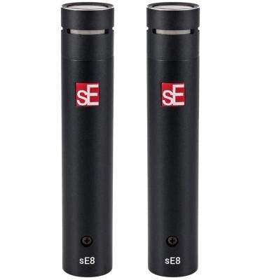 sE Electronics - Matched Pair of SE8 Condenser Mics w/ Mounting Bar, Mic Clips, and Case