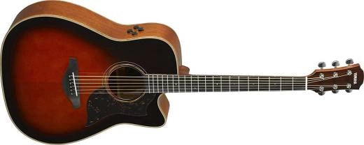 Yamaha - A3M Dreadnought tout en épicéa massif et acajou à pan coupé - Tobacco Brown Sunburst