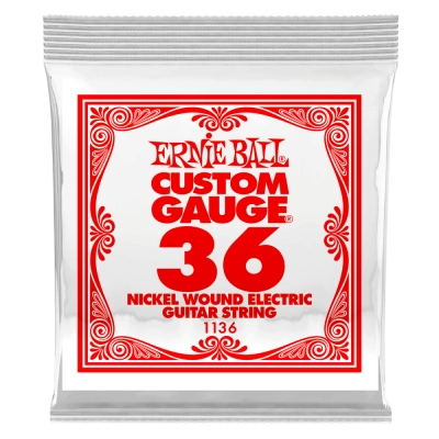 Corde simple pour guitare électrique Ernie Ball, filée en nickel, 0,036