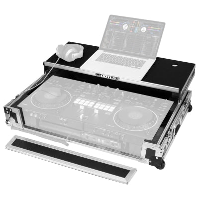 Odyssey - Flight-case DDJ-REV5 1U avec plateforme pour ordinateur portable et roulettes d'angle