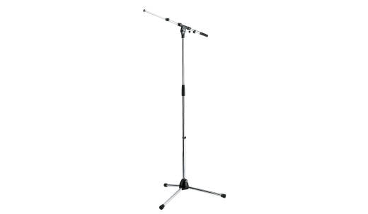 K & M Stands - Tripod Microphone Stand with Telescoping Boom - Chrome
