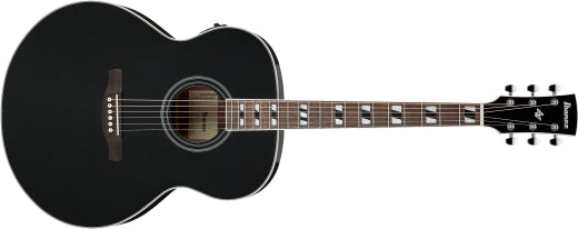 Ibanez - AJ70M1E Guitare acoustique/électrique Jumbo en épicéa de Sitka/okoumé - Noir brillant