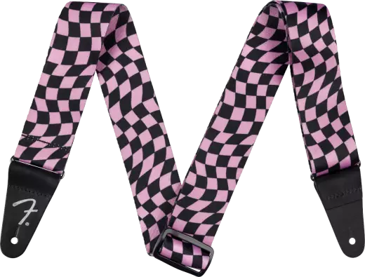 Sangle Fender en polyester à damier ondulé - Rose