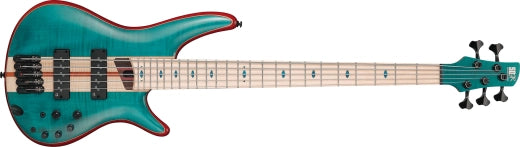 Ibanez - Guitare basse électrique 5 cordes SR Premium avec housse - Vert Caraïbes à faible brillance