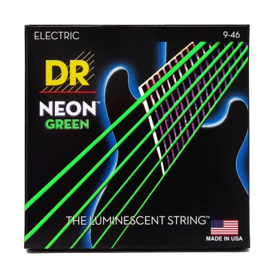 DR Strings - Cordes de guitare électrique vert fluo 9-46