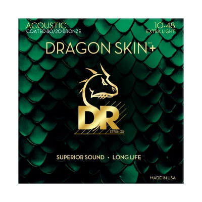 DR Strings - Dragon Skin+ 80/20 Bronze Acoustic Guitar Strings - Extra Light (10-48)