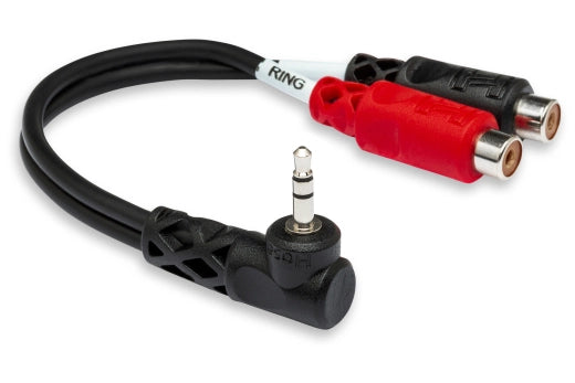 Hosa - Adaptateur stéréo coudé TRS 3,5 mm vers double RCA-F