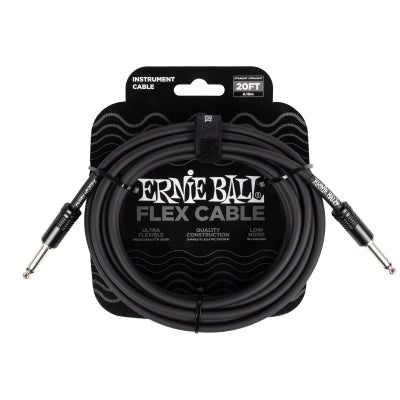 Câble d'instrument flexible Ernie Ball droit/droit 6 m (20 pi) - Noir