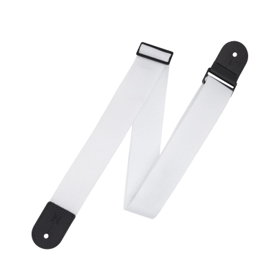 Sangle de guitare réglable Levys - 2 en polypropylène avec extrémités métalliques - Blanche