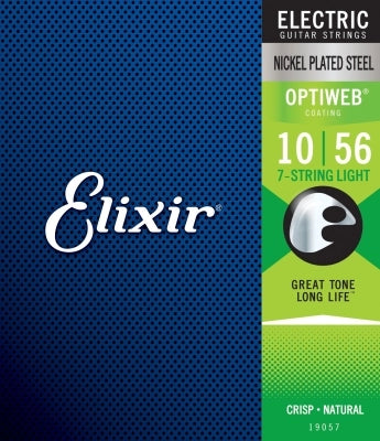 Cordes Elixir - Jeu de 7 cordes OPTIWEB pour guitare électrique, Light (10-56)