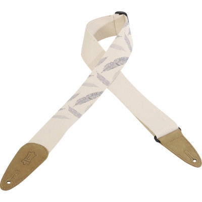 Sangle de guitare Levys - 5 cm (2 pouces) en coton imprimé urbain - Beige/Plumes